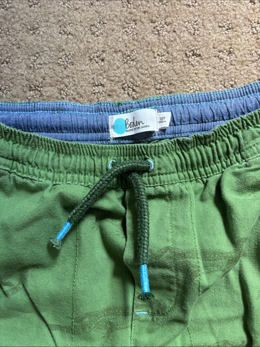 Boden kids Green Drawstring Shorts with animal Print - Picture 3 of 5